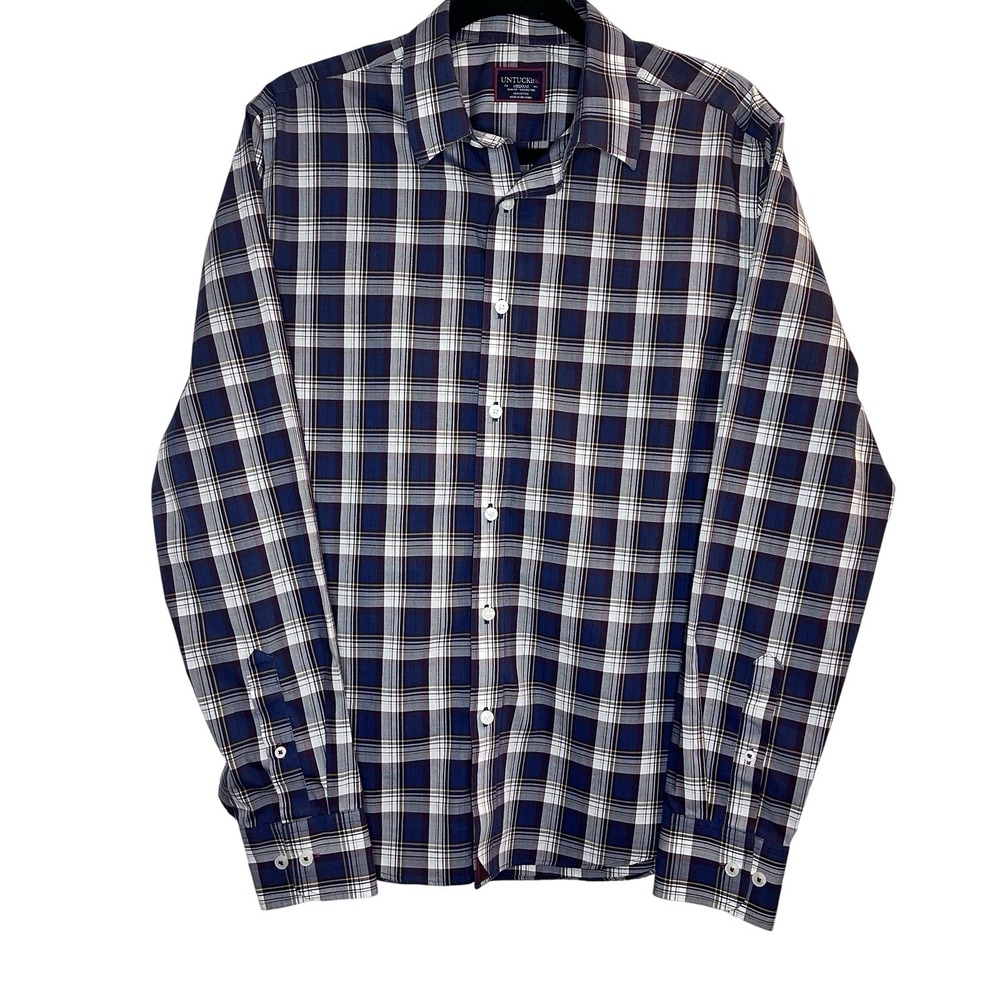 UNTUCKit Plaid‎ Button Down Shirt Long Sleeve Slim Fit Mens Medium